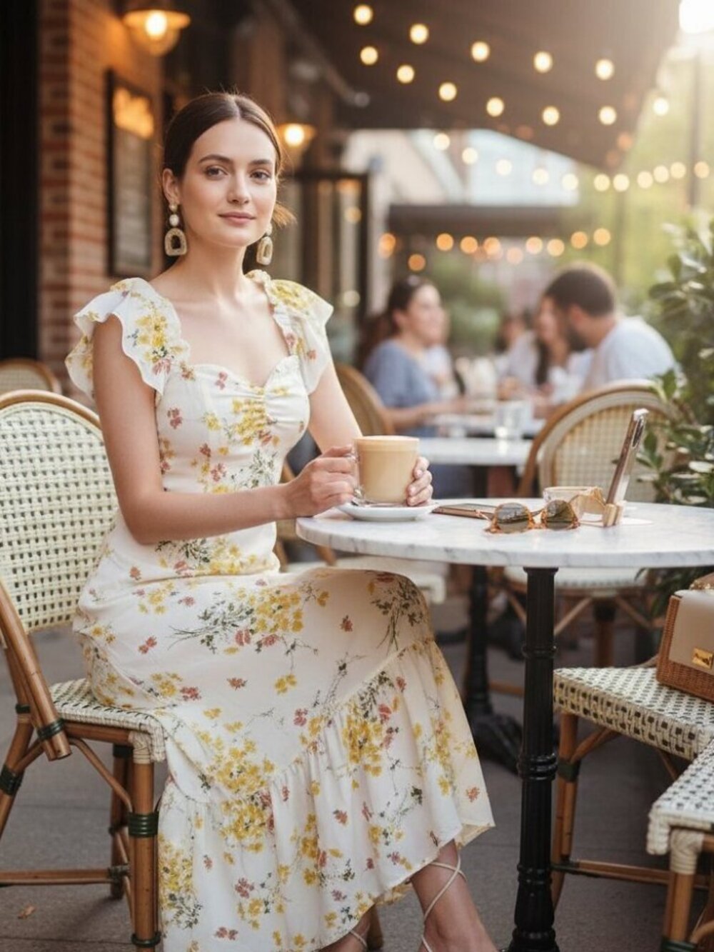 J.ING Floral Boho Cottagecore Chiffon Maxi Dress Vacation Ready